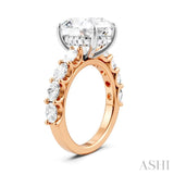 1 1/3 Ctw Oval Shape Oval and Round Cut Diamond Semi-Mount Engagement Ring in 14K Rose and White Gold