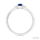 1/50 Ctw Princess Cut 3.5MM Sapphire and Round Cut Diamond Petite Precious Ring in 10K White Gold