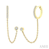 1/5 Ctw Petite Chain Dangler Round Cut Diamond Fashion Earrings in 10K Yellow Gold