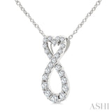 1/4 Ctw Heart Shape Round Cut Diamond Infinity Fashion Pendant With Chain in 10K White Gold