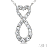 1/4 Ctw Heart Shape Round Cut Diamond Infinity Fashion Pendant With Chain in 10K White Gold