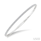 2 Ctw Full Length Round Cut Diamond Straight Flex Bangle in 14K White Gold
