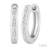 1/5 Ctw Baguette & Round Cut Diamond Channel Set Petite Huggie Earrings in 10K White Gold