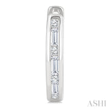 1/5 Ctw Baguette & Round Cut Diamond Channel Set Petite Huggie Earrings in 10K White Gold