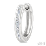 1/5 Ctw Baguette & Round Cut Diamond Channel Set Petite Huggie Earrings in 10K White Gold