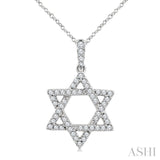 1/4 Ctw Star Of David Round Cut Diamond Fashion Pendant With Chain in 14K White Gold