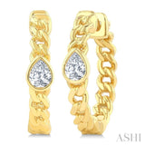 1/3 Ctw Bezel Set Pear Cut Diamond Curb Link Fashion Hoop Earring in 14K Yellow Gold