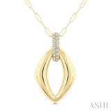 1/4 Ctw Open Window Marquise Shape Round Cut Diamond Fashion Pendant With Chain in 14K Yellow Gold