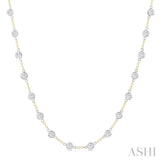 5 Ctw Bezel Set Round Cut Diamond Station Necklace in 14K Yellow and White Gold