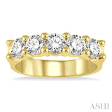 1 1/2 Ctw 5 Stone Round Cut Diamond Wedding Band in 14K Yellow Gold