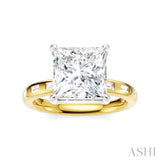 1/3 Ctw Princess Shape Baguette and Round Cut Diamond Semi-Mount Engagement Ring in 14K Yellow and White Gold