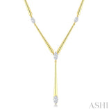 1 Ctw Marquise Cut Diamond Tapered Bar Necklace in 14K Yellow Gold