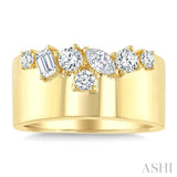 3/4 Ctw Mixed Diamond Cut Fashion Wide Band in 14K Yellow Gold
