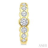 1 Ctw Graduated Bezel Set Round Cut Diamond Fashion Hoop Earrings in 14K Yellow Gold