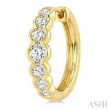 1 Ctw Graduated Bezel Set Round Cut Diamond Fashion Hoop Earrings in 14K Yellow Gold
