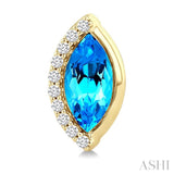 8X4 MM Marquise Shape Blue Topaz and 1/10 Ctw Round Cut Diamond Semi-Precious Earrings in 10K Yellow Gold