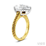 1/8 Ctw Pear Shape Round Cut Diamond Akari Wheat Shank Semi-Mount Engagement Ring in 14K Yellow and White Gold