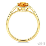 16X6 MM Hexagon Shape Citrine and 1/5 Ctw Round Cut Diamond Semi-Precious Ring in 10K Yellow Gold