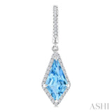 12X5 MM Evoque Gemstones Kite Shape Blue Topaz and 1/3 Ctw Round Cut Diamond Semi-Precious Earrings in 10K White Gold