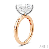 1/3 Ctw Princess Shape Baguette and Round Cut Diamond Semi-Mount Engagement Ring in 14K Rose and White Gold
