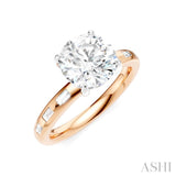 1/4 Ctw Round Shape Baguette and Round Cut Diamond Semi-Mount Engagement Ring in 14K Rose and White Gold