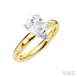 1/4 Ctw Pear Shape Baguette and Round Cut Diamond Semi-Mount Engagement Ring in 14K Yellow and White Gold