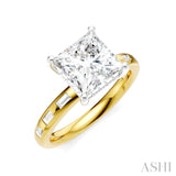 1/3 Ctw Akari Princess Shape Baguette and Round Cut Diamond Semi Mount Engagement Ring in 14K Yellow and White Gold