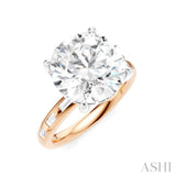 1/3 Ctw Round Shape Baguette and Round Cut Diamond Semi-Mount Engagement Ring in 14K Rose and White Gold