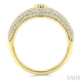 1 Ctw Pave Set Marquise Shape and Round Cut Diamond Fashion Signet Ring in 14K Yellow Gold