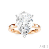 1/3 Ctw Pear Shape Baguette and Round Cut Diamond Semi-Mount Engagement Ring in 14K Rose and White Gold