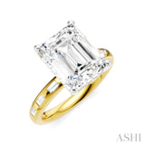 1/3 Ctw Emerald Shape Baguette and Round Cut Diamond Semi-Mount Engagement Ring in 14K Yellow and White Gold