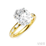 1/3 Ctw Akari Oval Shape Baguette and Round Cut Diamond Semi Mount Engagement Ring in 14K Yellow and White Gold
