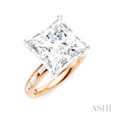 1/3 Ctw Princess Shape Baguette and Round Cut Diamond Semi-Mount Engagement Ring in 14K Rose and White Gold