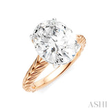 1/10 Ctw Oval Shape Round Cut Diamond Semi-Mount Engagement Ring in 14K Rose and White Gold