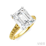 1/10 Ctw Emerald Shape Round Cut Diamond Akari Wheat Shank Semi-Mount Engagement Ring in 14K Yellow and White Gold
