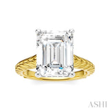 1/10 Ctw Emerald Shape Round Cut Diamond Akari Wheat Shank Semi-Mount Engagement Ring in 14K Yellow and White Gold