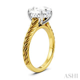 1/10 Ctw Oval Shape Round Cut Diamond Semi-Mount Engagement Ring in 14K Yellow and White Gold