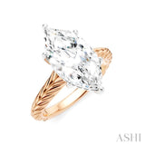 1/10 Ctw Marquise Shape Round Cut Diamond Akari Wheat Shank Semi-Mount Engagement Ring in 14K Rose and White Gold