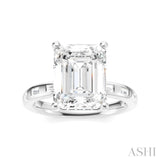 1/3 Ctw Emerald Shape Baguette and Round Cut Diamond Semi-Mount Engagement Ring in 14K White Gold
