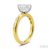 1/4 Ctw Emerald Shape Baguette and Round Cut Diamond Semi-Mount Engagement Ring in 14K Yellow and White Gold