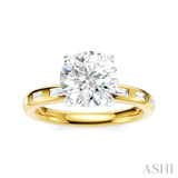 1/4 Ctw Round Shape Baguette and Round Cut Diamond Semi-Mount Engagement Ring in 14K Yellow and White Gold