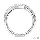 1 Ctw Round Cut Diamond Criss-Cross Bold Fashion Band in 14K White Gold