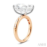 1/3 Ctw Emerald Shape Baguette and Round Cut Diamond Semi-Mount Engagement Ring in 14K Rose and White Gold