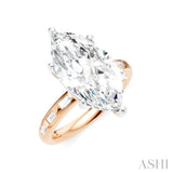 1/3 Ctw Akari Marquise Shape Baguette and Round Cut Diamond Semi Mount Engagement Ring in 14K Rose and White Gold