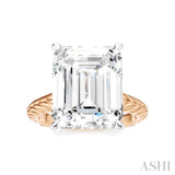 1/8 Ctw Emerald Shape Round Cut Diamond Akari Wheat Shank Semi-Mount Engagement Ring in 14K Rose and White Gold