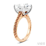1/8 Ctw Princess Shape Round Cut Diamond Akari Wheat Shank Semi-Mount Engagement Ring in 14K Rose and White Gold