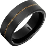 Black Diamond Ceramic™ ring with Brown Dinosaur Fossil Inlay