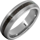Rugged Tungsten™ Ring with Grey Dinosaur Fossil Bone Inlay