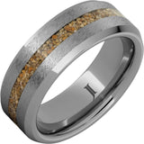 Rugged Tungsten™ Ring with Brown Dinosaur Fossil Bone