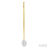 1/2 Ctw Oval Shape Dangler Lovebright Round Cut Diamond Earrings in 14K Yellow and White Gold